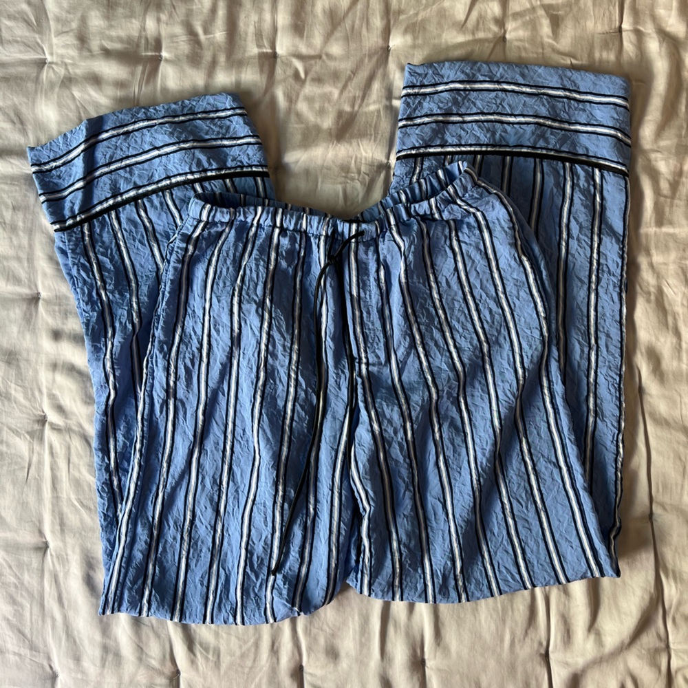 Zara Light Blue Striped Lounge Pants XS
